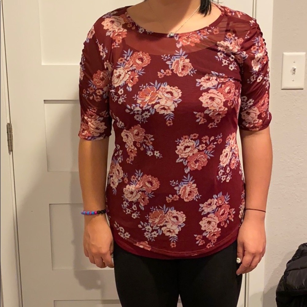 Sheer floral tee